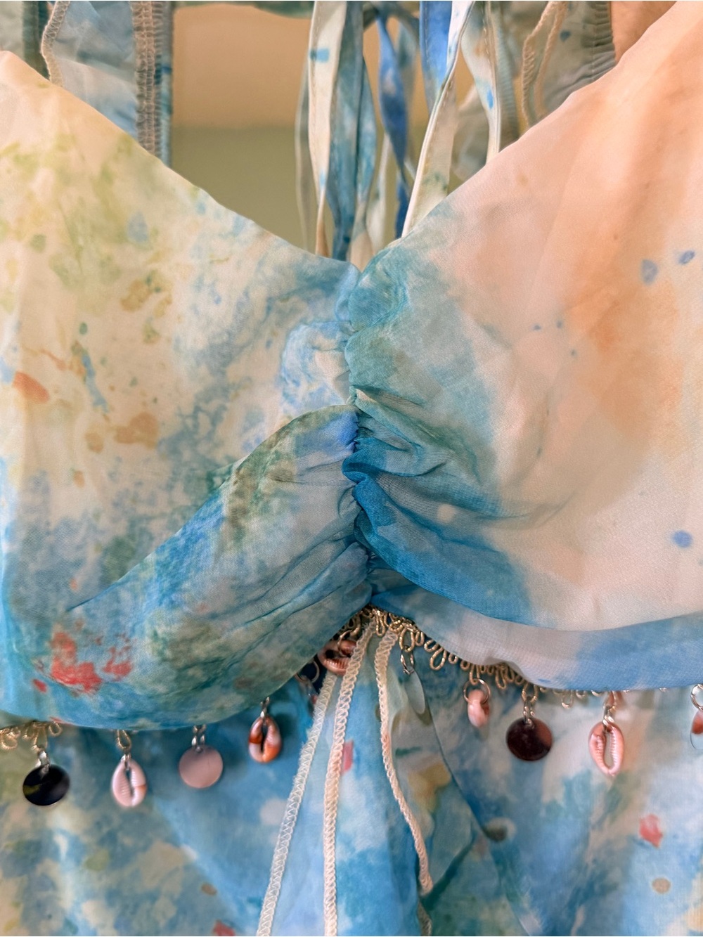 Blue Fairycore Watercolor Ruffle Maxi Dress - Women - Picture 3 of 5